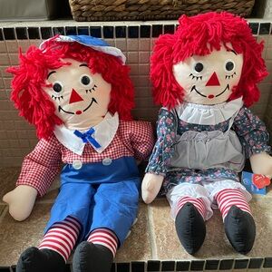 Raggedy Ann and Andy Plush Dolls - Collectors dolls. 85th/80th Birthday. NWT